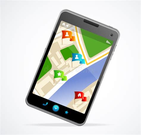 Smartphone Con La Navegación App Del Mapa De Gps Stock De Ilustración