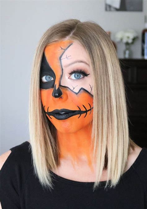 Easy Cracked Pumpkin Makeup Halloween Tutorial In 2021 Halloween Makeup Halloween Pumpkin