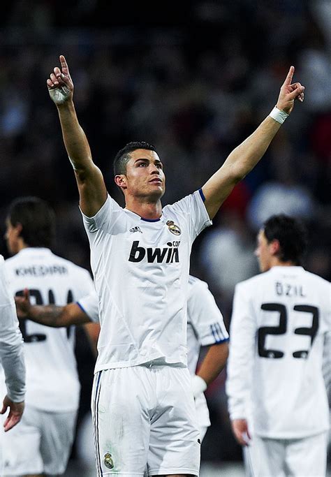 Cristiano Ronaldo of Real Madrid celebrates after scoring during the...