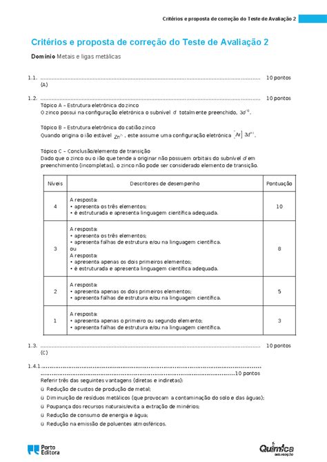 Qr Aval Dom Teste Crit Correcao Crit Rios E Proposta De Corre O