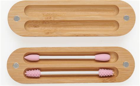 Ecoslurps Reusable Cotton Buds In Magnetic Bamboo Case Eco Friendly