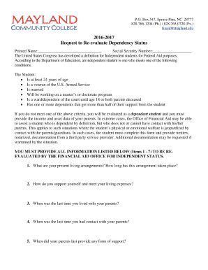 Fillable Online Request To Re Evaluate Dependency Status