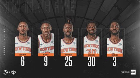 NEW YORK KNICKS on Twitter: "Tonight's starting five for Game 2: 6️⃣ ...