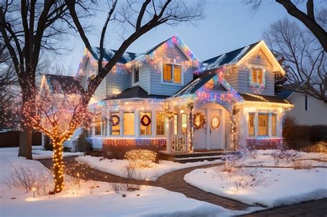 Premium Photo | Christmas Lights on House christmas Photos