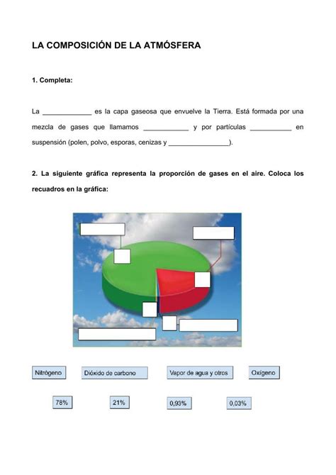 La Composición De La Atmósfera Worksheet Live Worksheets