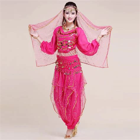 4pcs Set Performance Adult Belly Dance Costume Bollywood Gypsy Costumes ...