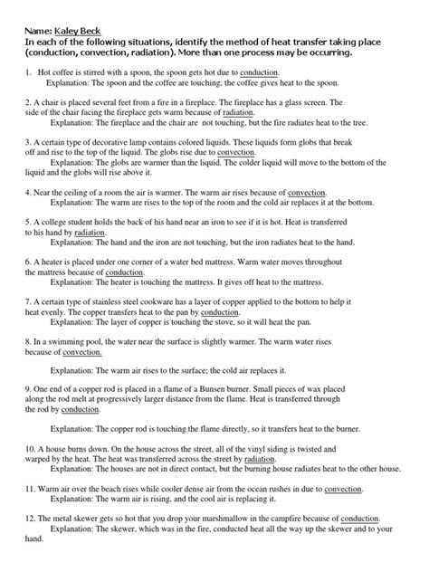 30 Methods Of Heat Transfer Worksheet Education Template