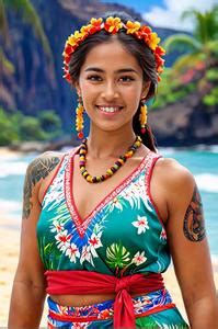 Traditional Hawaiian Hula Outfit, AI Face Swap ID:2418513