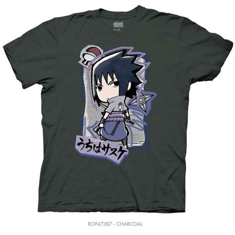 Naruto Shippuden 20th Anniversary Sasuke Uchiha T Shirt Large Gray