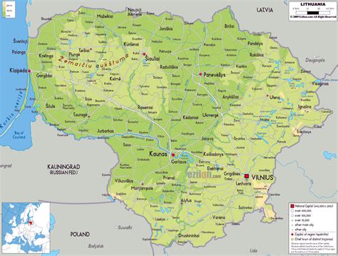 Grande Mapa Físico De Lituania Con Carreteras Ciudades Y Aeropuertos