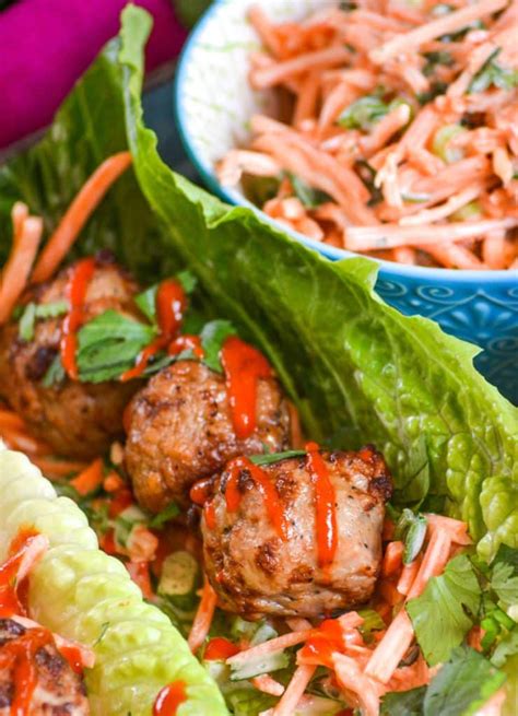 Teriyaki Meatball Asian Lettuce Wraps The Quicker Kitchen