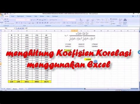 Cara Menghitung Nilai Koefisien Korelasi Dengan Ms Excel Youtube