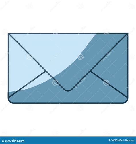 Blue Shading Silhouette Of Envelope Mail In Closeup Stock Vector