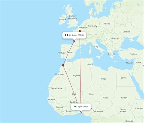 All Flight Routes From Bordeaux To Lagos Bod To Los Flight Routes