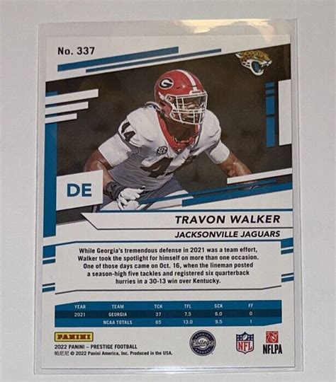 Travon Walker Panini Prestige Football Rookie Card Uga Lions