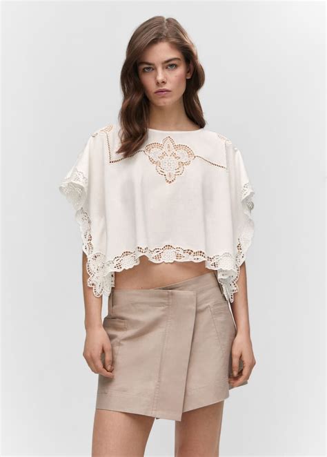 Embroidered Openwork Blouse Women Mango Usa