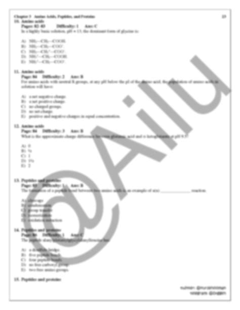 Solution Chapter 3 Biochemistry Exam Amino Acids Peptides And Proteins