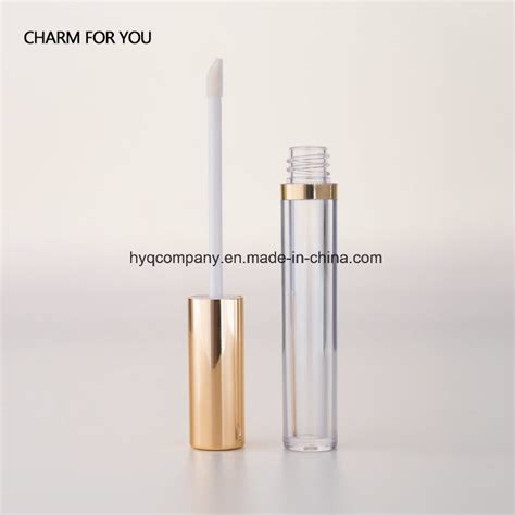 Round Transparent Empty Lipgloss Tube Golden Cap Liquid Lipstick