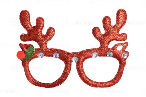 Red Christmas Glasses Accesories Isolated On A Transparent