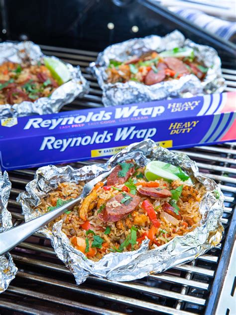 Grilled Sausage Chicken Jambalaya Foil Packets Tatyanas Everyday Food