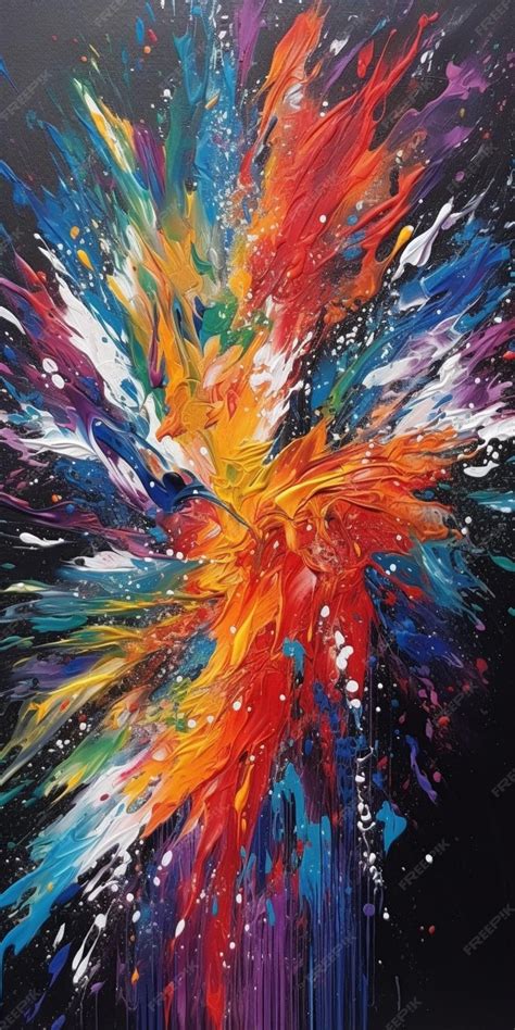 Premium AI Image | A painting of a bird with colorful paint splatters