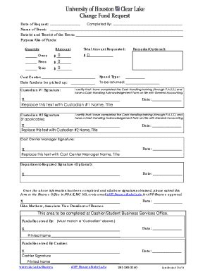 Fillable Online Prtl Uhcl Change Fund Request Form Prtl Uhcl Fax