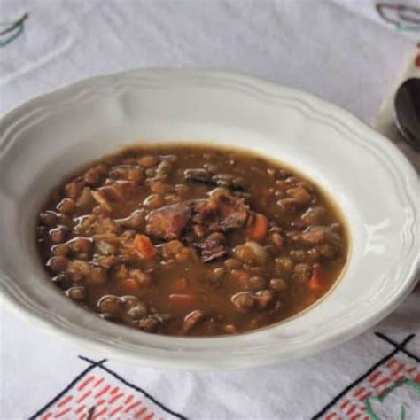 Lentil Bacon Soup - Homespun Seasonal Living