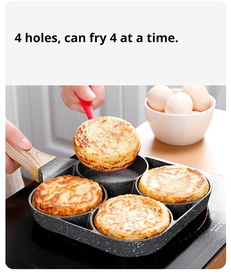 4hole Omelet Pan Frying Pot Thickened Nonstick Egg Pancake Steak Cooking Pan Hamburg Bread