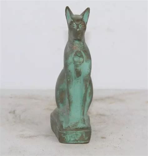 Rare Antique Gyptienne Antique Bastet B Ton De Chat Avec Statue De