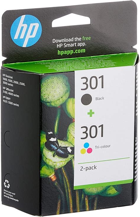 HP 301 Pack De 2 Cartouches D Encre Noire Et Trois Couleurs