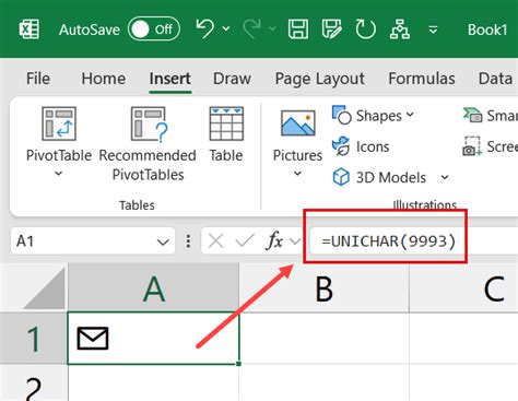 How To Insert Envelope Mail Symbol In Excel