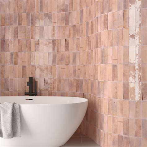 Luma Pink Gloss Ceramic Wall Tile TileMountain