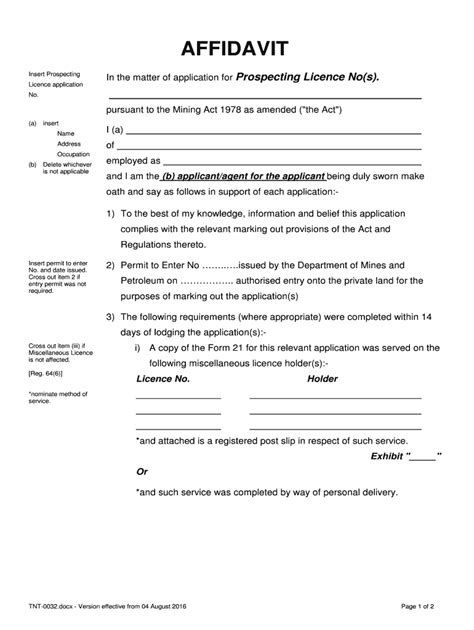 Fillable Online Dmp Wa Gov Affidavit P Private Land Dmp Wa Gov Au