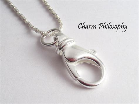 Lanyard 925 Sterling Silver Necklace Badge Holder Ring - Etsy | Ring ...