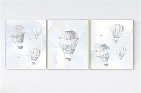Nursery Decor Gender Neutral Hot Air Balloon Neutral Etsy