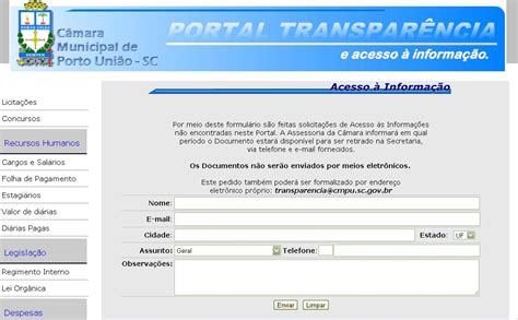 Portal Da Transpar Ncia J Est Funcionando Em Porto Uni O Vvale