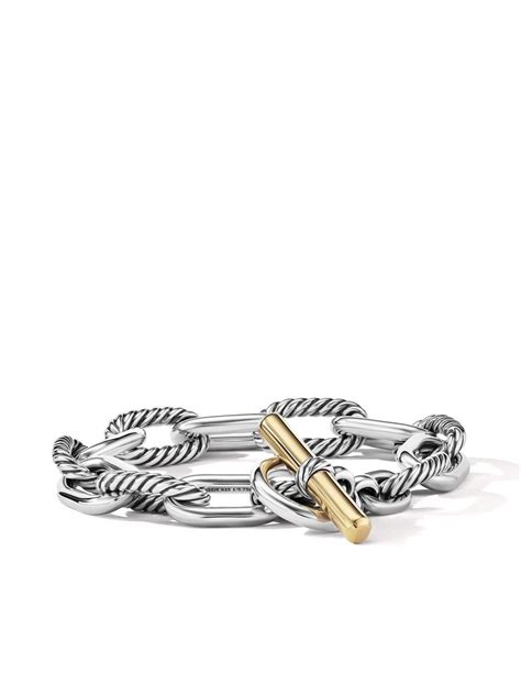 David Yurman Dy Madison Toggle Chain Bracelet With 18k Gold In Silver