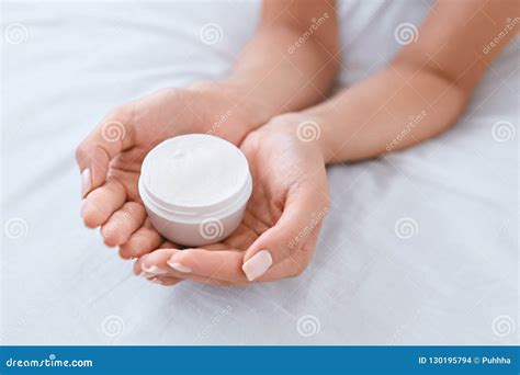 Hand With Cream Closeup Of Woman Hands With Body Skin Lotion Stock