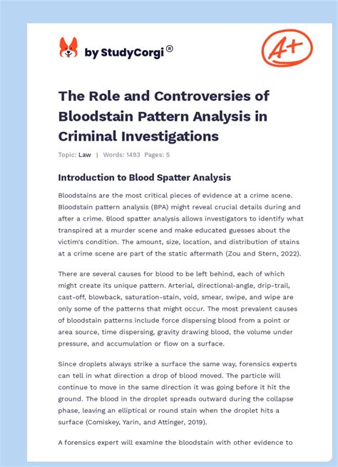 The Role And Controversies Of Bloodstain Pattern Analysis In Criminal