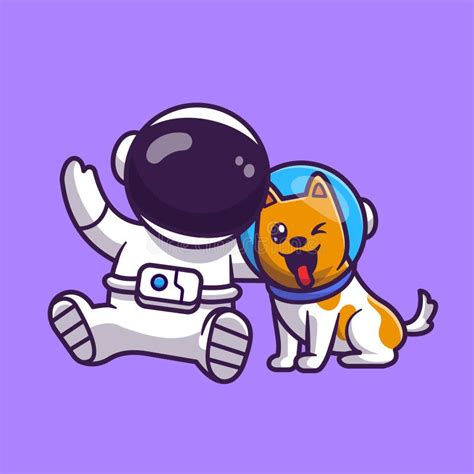 Cute Astronaut with Dog Astronaut Cartoon Vector Icon Illustration ...