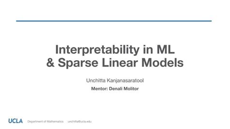 Interpretability In Ml And Sparse Linear Regression Ppt