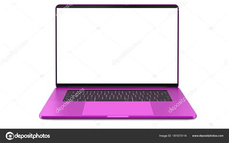 Pink Laptop Blank Screen Isolated White Background Whole Focus High