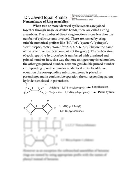 SOLUTION: Nomenclature of Organic compounds -Ring Assemblies - Studypool