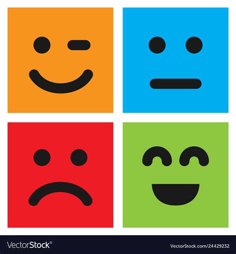 Set of four colorful emoticons with emoji faces Vector Image