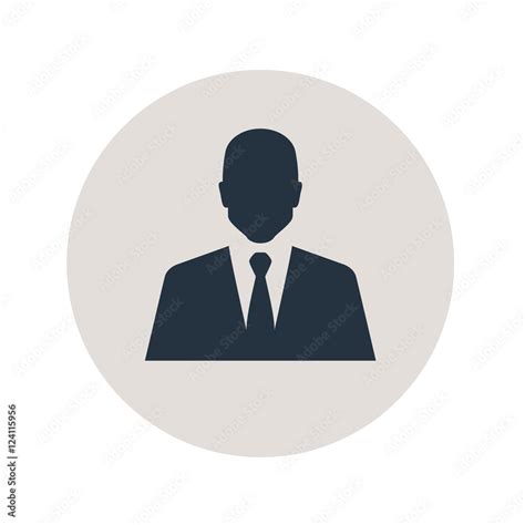 Icono Plano Silueta Hombre Con Traje En Circulo Gris Stock Vector