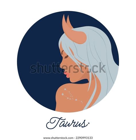 Girl Under Sign Zodiac Taurus Set Stock Vector Royalty Free