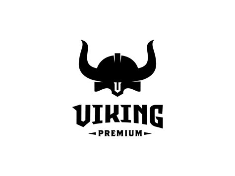 Black Viking Helmet Warrior Knight Sport Club Logo Design