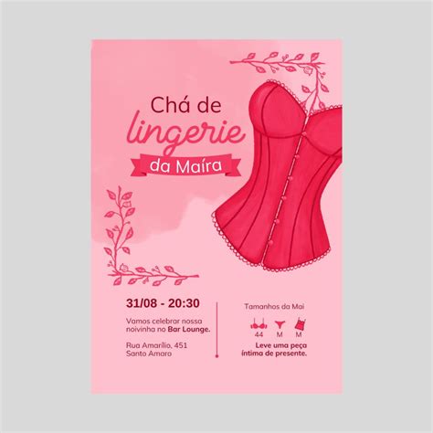 Convite Digital Chá de Lingerie Rosa Elo Produtos Especiais