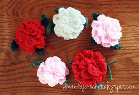 Ravelry: Crochet Rose Applique with Leaves pattern by Amanda French