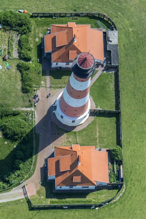 Luftaufnahme Westerhever Leuchtturm Als Historisches Seefahrtszeichen